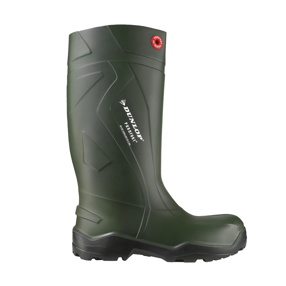 Dunlop Purofort Waterproof Work Boots for Men - Lightweight Insulated Rubber Boots Slip Resistant , Green/Black - 9