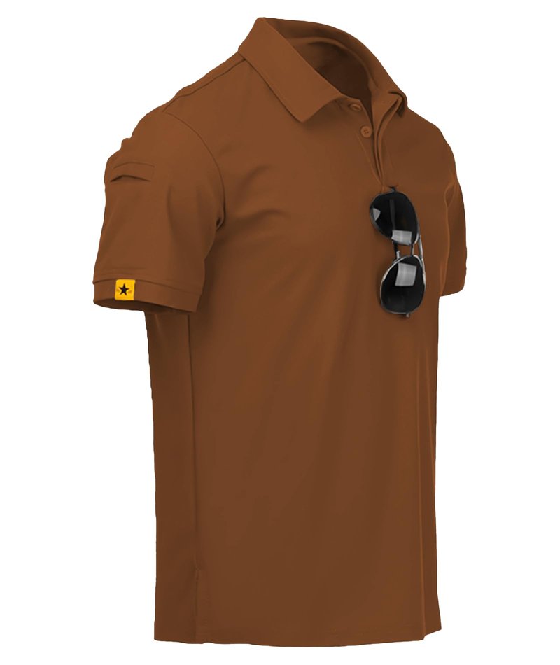 ZITY Mens Polo Shirt Short Sleeve Sports Tactical T-Shirt Athletic Golf Polos Daily Casual Stylish Collared Shirts for Men Light Brown 3X-Large