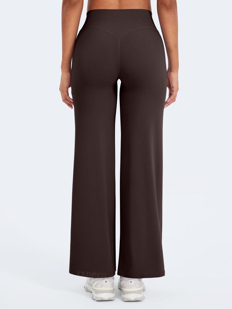 YEOREO Workout Leggings Womens No Front Seam Straight Leggings 29" High Waist Buttery Eddiy Gym Yoga Pants Dark Brown M