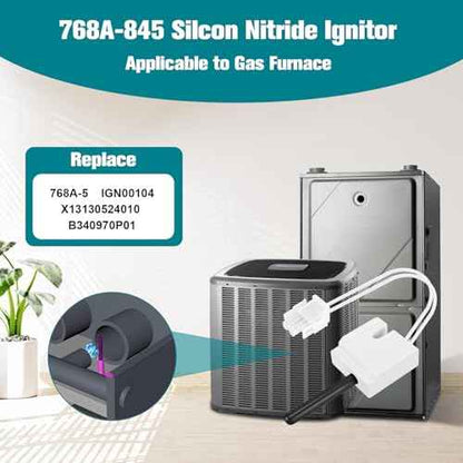 Upgraded 768A-845 Furnace Hot Surface Ignitor Replacement Compatible with Emerson White-Rodgers Trane Silicon Nitride Ignitor, 768A-845 Replace 768A-5 IGN00104 X13130524010 B340970P01