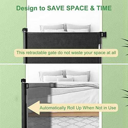 Upgraded Retractable Baby Gate, Extra Wide Safety Kids or Pets Gate, 33¡± Tall, Extends to 71¡± Wide, Mesh Safety Dog Gate for Stairs, Indoor, Outdoor, Doorways, Hallways(33¡±x71¡±, Black)
