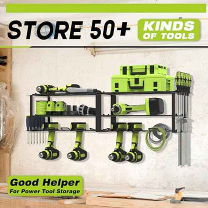 Power Tool Organizer, 8 Drill Holder Wall Mount, 3 Layers Garage Tool Organizers and Tool Storage Rack, Heavy Duty Metal Tool Shelf for Screwdriver Plier Hammer Holder 17.15" 2 sets