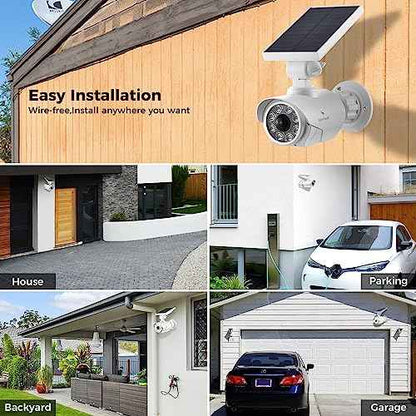 Solar Battery Powered Dummy Fake Security Cameras for Outside with PIR Thermal Sensor Warning Light, Motion Activated Floodlights, IP66 Waterproof 2 Pack