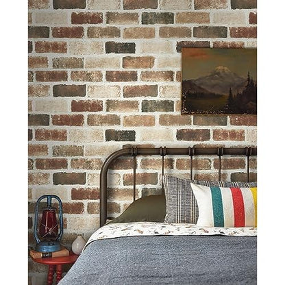 Timeet Brick Wallpaper Peel and Stick Wallpaper Faux Brick Wallpaper 3D Brick Wallpaper Brown Self Adhesive Removable Wallpaper for Wall Backsplash Seasonal Autumn Decor 17.5 "x 118.1"