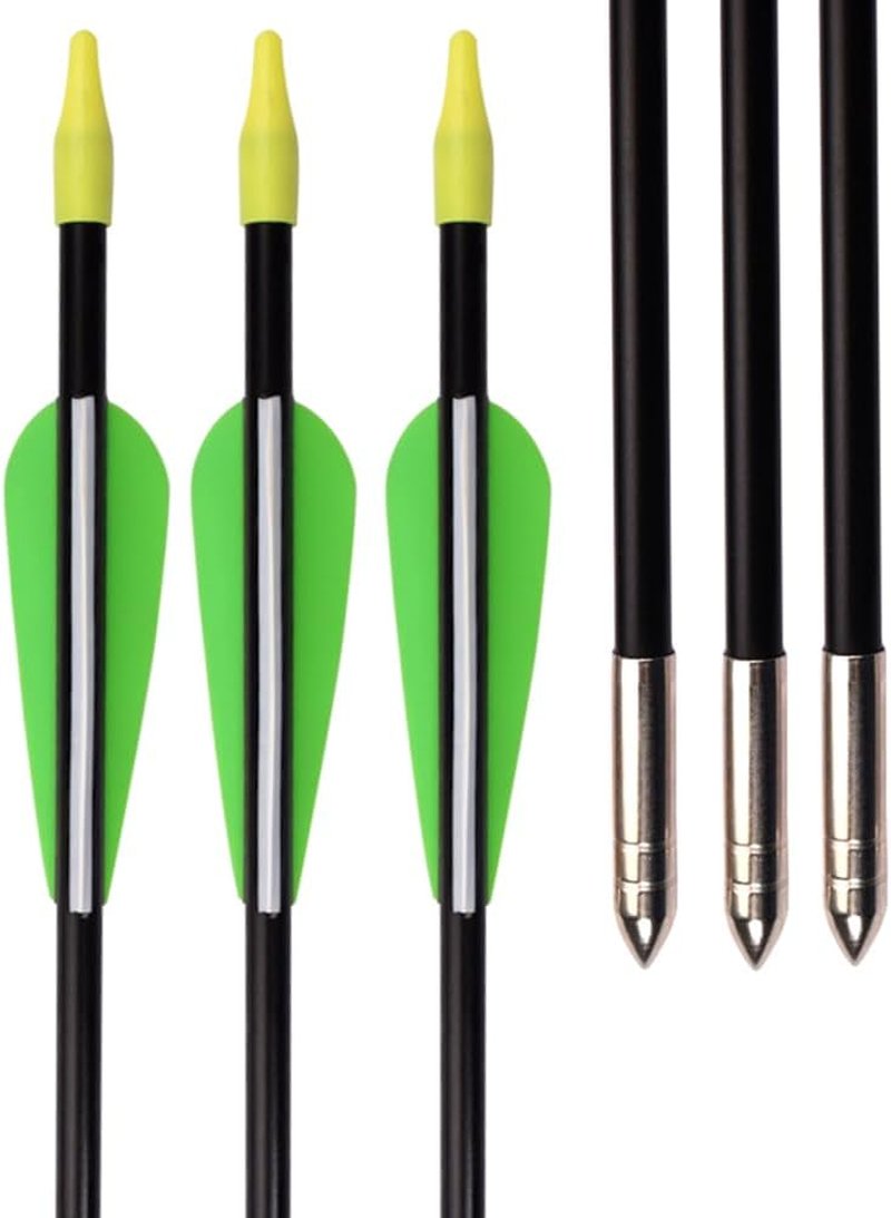 Fiberglass Practice Arrows for Archery - 24/26/28/30 Inch Target Shooting | Safe for Youth & Beginners - 6/12 Pack