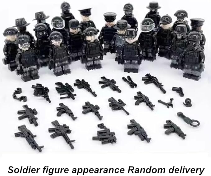 ELEFOCUS WW2 Military Base Building Blocks Set – 520 PCS Army Weapons Pack with SWAT Gear Miniguns Custom Guns and 10 Soldier Figures – Kids Army Playset Compatible with Major Brands