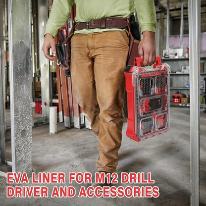 Gen 3 M12 Drill Driver and Accessories Organizer for Milwaukee 48-22-8435 Packout Tool Box - EVA Liner for Enhanced Protection(Black Liner Only - Box and Tools Not Included)