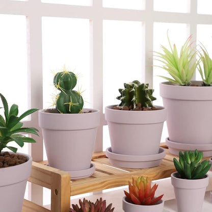 Pink Terra Cotta Pots with Saucer- 6-Pack Small Terracotta Pot Clay Pots 4'' Clay Ceramic Pottery Planter Cactus Flower Pots Succulent Pot with Drainage Hole- Great for Plants,DIY Craft Projects