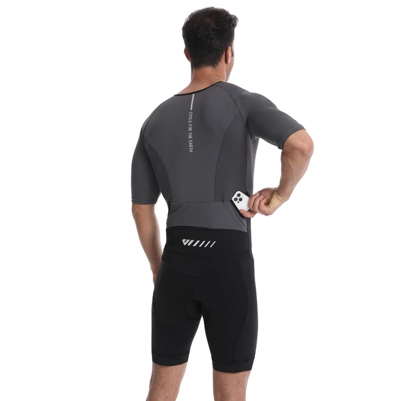 Lo.gas Men's Triathlon Suits,High Elasticity Breathable Quick-Drying Trisuit Race‌ Skinsuits Cycling Swimskin Bike Swim Run Gray XX-Large
