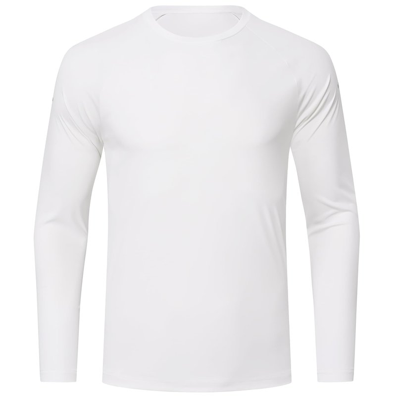 Men's Long Sleeve Rash Guard Swim Shirts UPF 50+ Sun Protection Dry Fit T-Shirt Athletic Tops for Running Hiking Fishing White XL