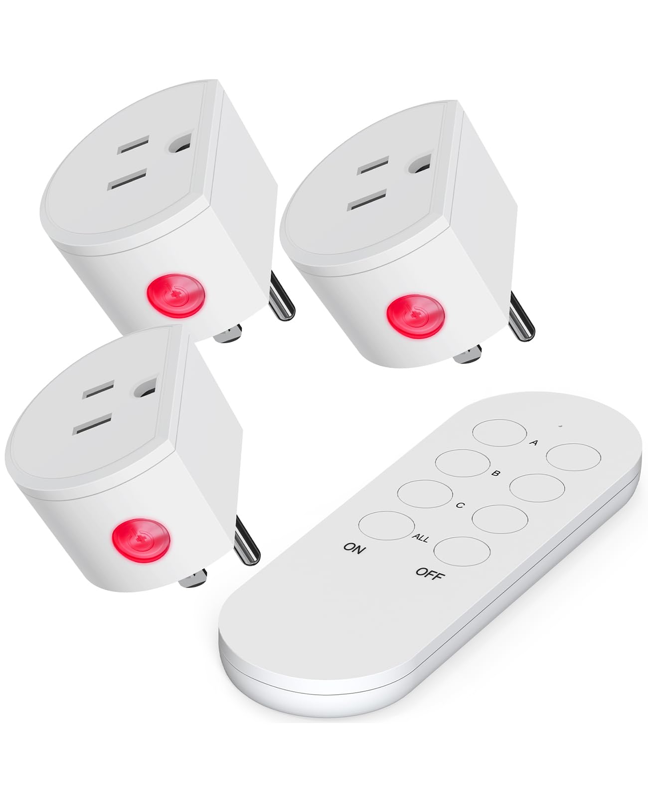 Wireless Remote Control Outlet, SURNICE Mini Remote Light Switch 10A/1200W for Christmas Lights, Up to 130 FT Long Range, FCC and ETL Certified