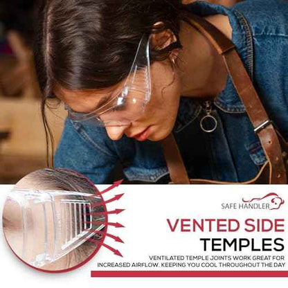SAFE HANDLER BISON LIFE Diamont Vented Over Glasses Safety Glasses | Meets ANSI Z87.1, Impact Resistant Polycarbonate Lens