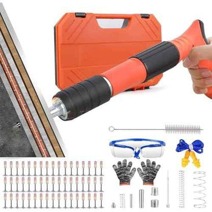 Concrete Nail Gun Kit with 220 pcs Nails, 3 Speed Adjustable Manual Steel Nails Gun Tool, Mini Portable Nail Wall Shooting Machine Fastening Tool for Wall Anchor, Concrete Walls, Fenc, Woodworking