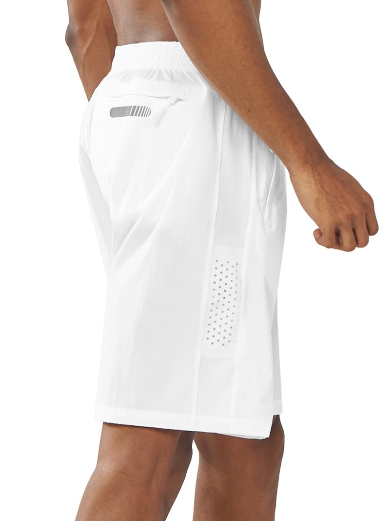NORTHYARD Men's Athletic Running Shorts Gym Workout 7"/9"/5" Quick Dry Lightweight Sports Basketball Tennis 3 Zipper Pockets White M