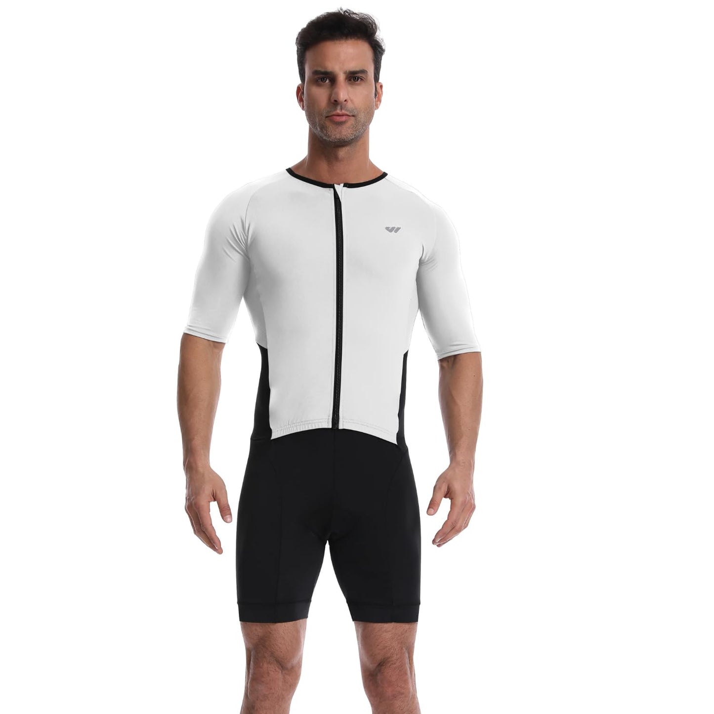 Lo.gas Mens Triathlon Suits,High Elasticity Breathable Quick-qrying Trisuit Race‌ Skinsuits Cycling Swimskin Bike Swim Run White Large