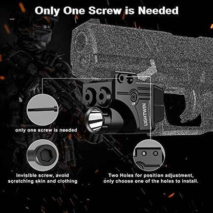 Red Blue Purple Laser Beams with 800 Lumens Flashlight for Pistols, 3 in 1 Laser Light Combo, Tactical USB Rechargeable Laser Sight, Strobe & Steady Flashlight for Picatinny Rail