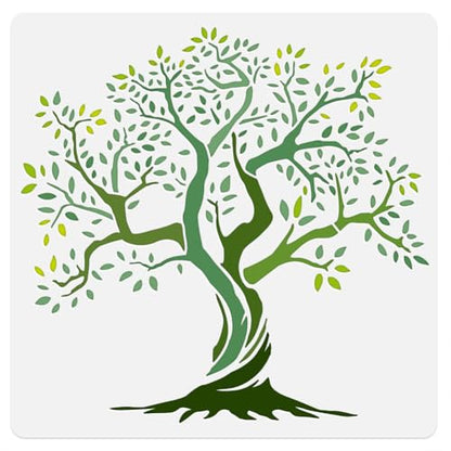 Tree of Life Wall Stencil Template 11.8 x 11.8 Inch Reusable Plastic Tree Stencil for Painting on Wood Wall Floor Fabric Glass Furniture, Tree DIY Home Decor Or Craft Stencil