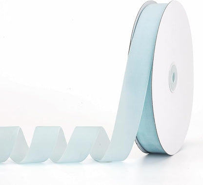 Light Blue Velvet Ribbon 1" x 20Yd,Great for Gift Wrapping,Hair Bows Making, Wreaths,Wedding and Christmas Party Decoration(Light Blue 1")
