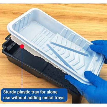 Great Andrew 4 Inch Paint Trays Double Thick, 12 PCS Sturdy Plastic Small Paint Tray Liners Ideal for Small Projects, DIY Painting Walls, Furniture (White)