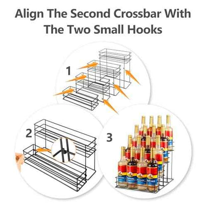 16 Bottle Capacity Coffee Syrup Organizer 4 Tier Coffee Syrup Stand Shelf for Coffee Bar Accessories for Coffee Bar Kitchen Small Wine Rack for Bar Family Storage for Syrup Wine Dressing