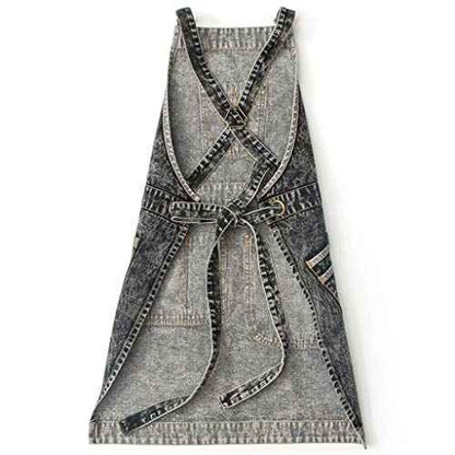 Jeanerlor - Denim Hair Stylist Tool Apron with Pockets for Women - Jean Work Apron Cross Straps & Adjustable S to M (Black)