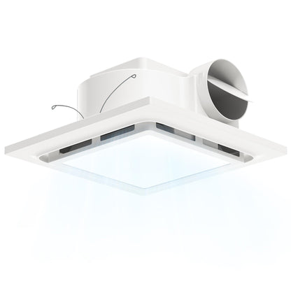 VallisCo 12 Inch Bathroom Exhaust Fan with Light, 110 CFM 1.0 Sone Ultra Quiet Ceiling Ventilation Fan, 3-Color Adjustable LED 1200 LM, Energy Efficient, 4" Duct & 10" x 10" Cutout, 12 Inch Panel Size