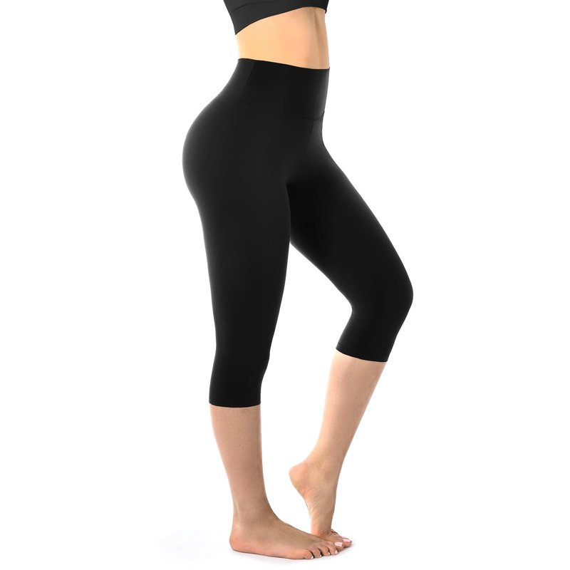 Walifrey Capri Leggings for Women, Buttery Soft High Waisted Leggings for Gym Yoga Workout (Black LXL)