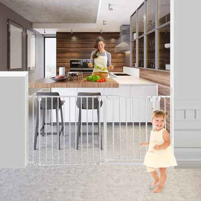 Extra Wide Baby Gate, 30" Tall 47" Wide Configurable Baby Gate Fireplace Safety Fence, Metal Pet Safety Playpen for Toddler/Pet/Dog Christmas Tree Fence (Whtie, 2-Panel)