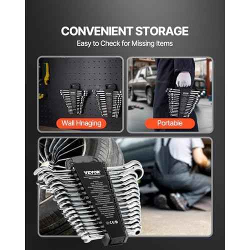 VEVOR Combination Wrench Set, 16-Piece Ratcheting Wrench Set with Organizer Rack, Cr-V Steel, Metric 8 mm to 24 mm, Ideal for General Household, Garage, Workshop, Auto Repairs, Emergency