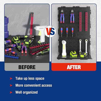 WORKPRO 16¡±x 16¡± Metal Peg Board, Foldable Black Pegboard for Wall Organization, Steel Panel with Round Holes & Vertical Slots, Ideal Tool Organizer in Office and Craft Room, 2 Pack