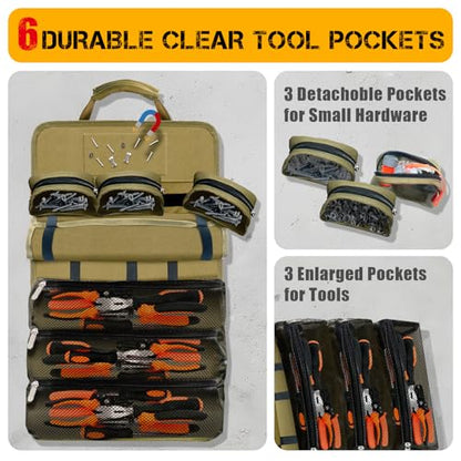 Roll Up Tool Bag Organizer: Father's Day Gift For Men, Dads, Mechanics, Electricians, Motorcycle Enthusiasts, Construction Workers, and Hobbyists - Gifts for Father's Day (Large)
