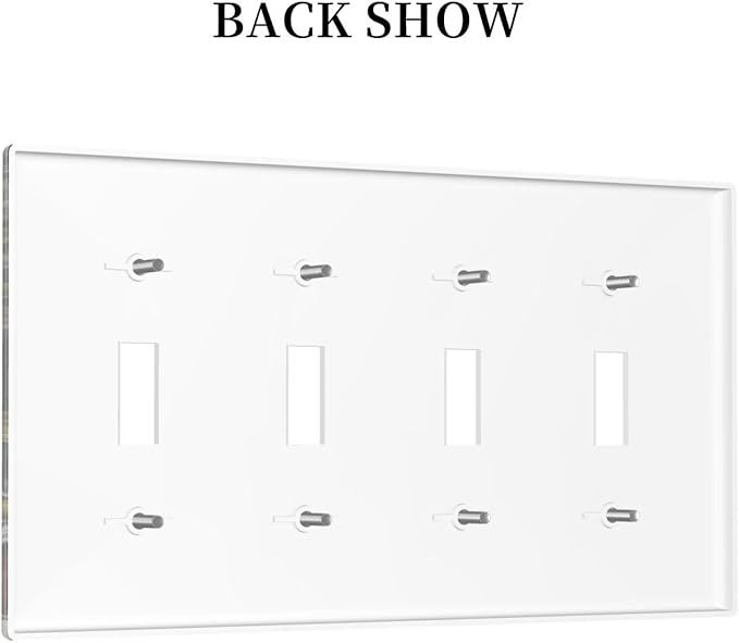 Nature Plant Botanical Daisy Mushroom Snails And Moon Quad Gang Toggle Light Switch Cover 4-Gang Wall Plates Decorative Electrical Switchplate for Home Bedroom Art Decorate