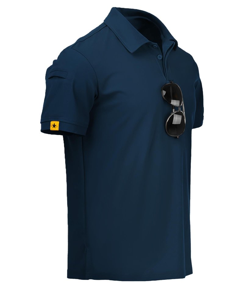 ZITY Mens Polo Shirt Short Sleeve Sports Tactical T-Shirt Athletic Golf Polos Daily Casual Stylish Collared Shirts for Men Navy Blue XX-Large