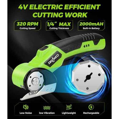 Cardboard Cutter - Rechargeable Cordless Electric Scissors, 4V Duty Electric Box Cutter for Cardboard, Safety Lock & LED Light, Powerful Cutting for Carton Carpet Plastic Fabric Leather