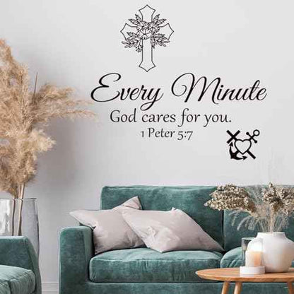 Bible Verse Wall Stickers Inspirational Quote Motivational Scripture Sticker Peel and Stick Wall Decals Religious for Living Room Family Home Bedroom Decor