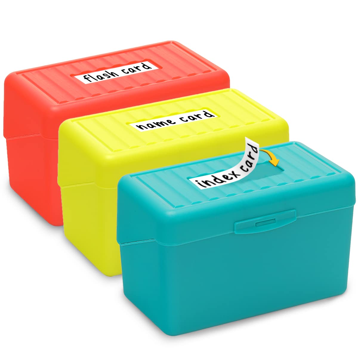 H4D Index Card Holder 3x5, Index Card Box Organizer Case, 3x5 Flash Note Card Holder, 3 Packs (Red/Green/Yellow)
