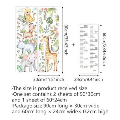 Giraffe & Elephant Kids Height Wall Chart£¬Cute African Animal Height Stickers, Children's Room Wall Stickers, Growth Chart for Wall, Peel & Stick Nursery Wall Decals for Baby Bedroom.
