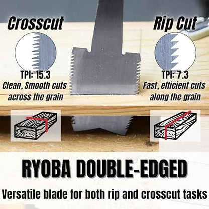KAKURI Azebiki Japanese Pull Saw 3.5" - Curved Handsaw for Mid-Panel, Hole & Groove Cutting - Ryoba Double Edge Blade for Rip & Crosscut - Made in Japan