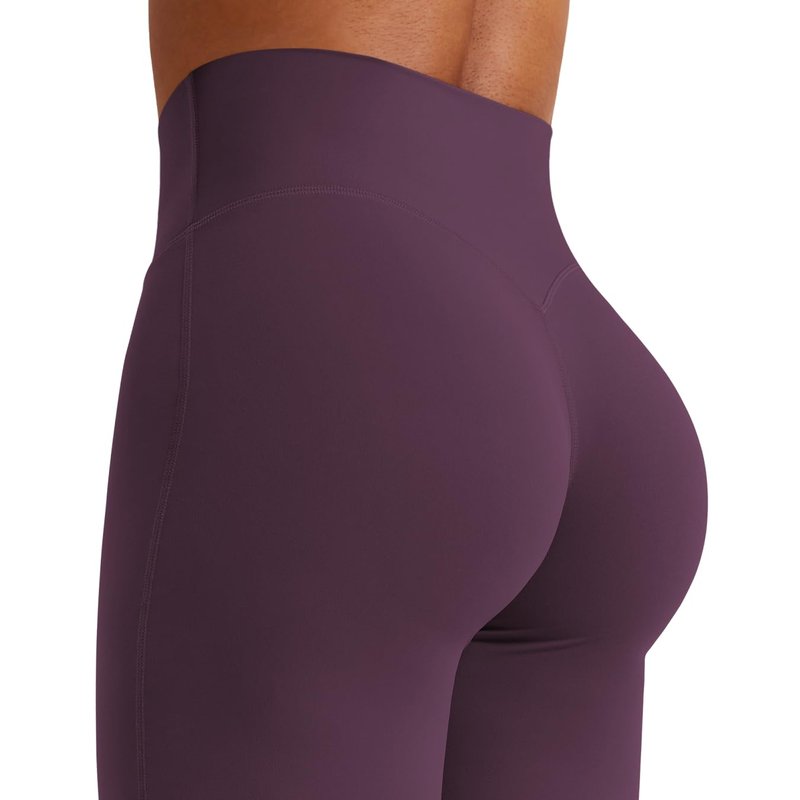 YEOREO Workout Leggings Womens No Front Seam Straight Leggings 33" High Waist Buttery Eddiy Gym Yoga Pants Black Berry Purple S