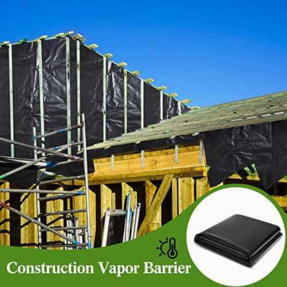 Amylove 6 Mil Black Plastic Sheeting 5 x 100 ft Polyethylene Vapor Barrier Plastic Sheeting Waterproof Tarp Roll of Heavy Duty Thick Covering Film for Plant Farm Garden Greenhouse