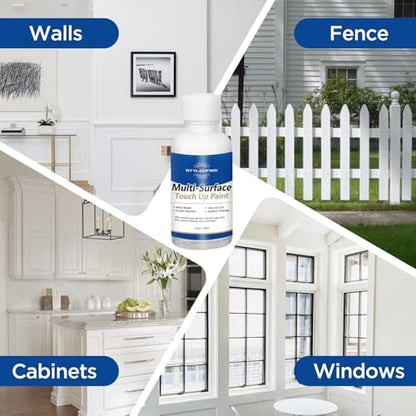 Styleonme Touch Up Paint White, Multi-Surface Touch Up Paint Pen, suitable for wall, metal, wood, floor, appliance maintenance, refrigerator, dishwasher, dryer, washing machine, microwave oven and other household appliances semi-gloss paint repaint