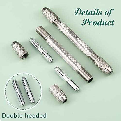 Zhehao Double Ended Pin Vise DIY Hand Drill Pin Vise Resin Drill Wire Twisting Tools with Copper Collet Copper Drill Jewelry Making Tools for DIY Hairpin Keychain Bracelets Necklace (2 Pieces)