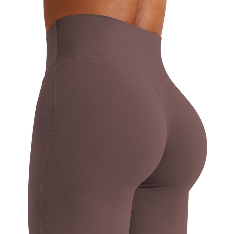 YEOREO Workout Leggings Womens No Front Seam Straight Leggings 29" High Waist Buttery Eddiy Gym Yoga Pants Plum Brown M