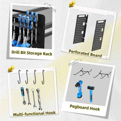 Power Tool Organizer Wall Mount with Charging Station, 4 Layers 4 Drill Holder, Heavy Duty Storage Utility Racks, Supports 600 lbs,Battery Shelf for Garage and Workbench (16 Inch 4 Drills Holder)