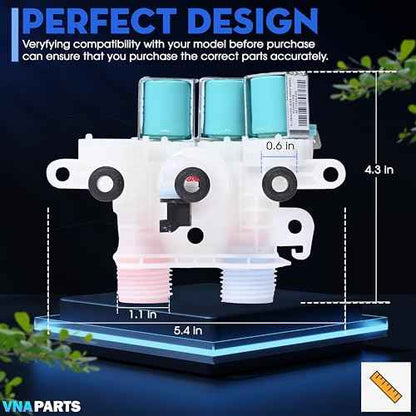 For Whirlpool Cabrio WTW7000DW0 WTW7300DW1 WTW8040DW0 WTW7040DW1 WTW8040DW4 WTW7300DW0 WTW7040DW0 WTW8040DW2 WTW6120HW0 WTW7120HW0 WTW7000DW3 WTW8000DW0 WTW8000DW Replaces Washer Water Inlet Valve