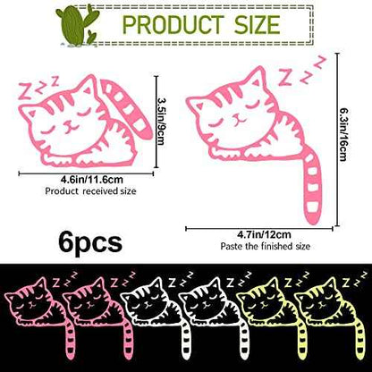 6 Sheets Removable Switch Stickers Luminous Light Switch Decals Glow in The Dark Adorbale Cat Pet Animal Wall Stickers Cartoon Cat Dog PVC Wall Stickers for DIY Home Decor Switch Decoration