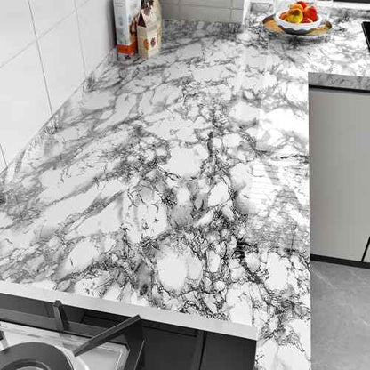 White and Black Marble Contact Paper for Countertop Peel and Stick White Black Glossy Wallpaper Removable Marble Wallpaper for Bathroom Waterproof Faux Marbles Counter Paper Vinyl 15.7¡¿78''
