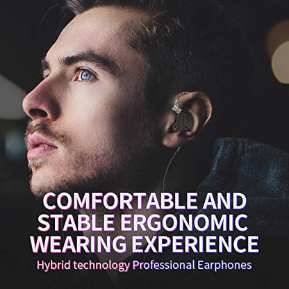 erjigo KZ ZSN Pro Dynamic Hybrid Dual Driver in Ear Earphones Detachable Tangle-Free Cable Musicians in-Ear Earbuds Headphones (Purple Without Mic)