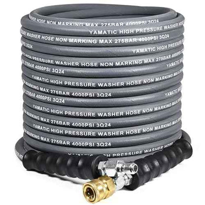 YAMATIC 5/16" Pressure Washer Hose 50FT, Kink Free Replacement Hose with Swivel Quick Connect, Non Marking Hot Water Power Washer Hose Max 212¡ÆF, 4000 PSI Steel Wire Braided & Rubber Jacket