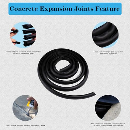 Concrete Expansion Joint Filler, 3/16" Expansion Joint Repair Replacement, Concrete Crack Repair, Backer Rod, Flexible Foam Rubber Seal, Rubber Strip for Sidewalk, Driveway, Walkway, Doors, Windows